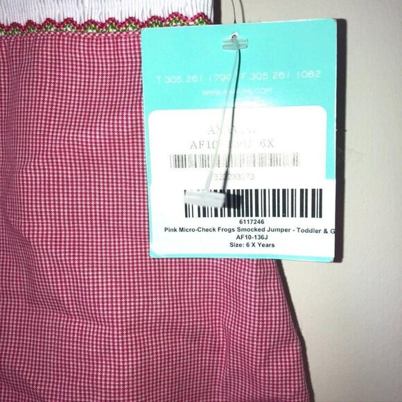 NWT Anavini Girls Hand Smocked Red Jumper Dress Frog Design - 100% Cotton Size 6 - Picture 4 of 7